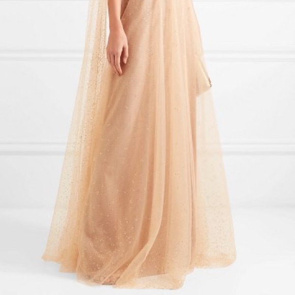 Marchesa Notte Embellished Glittered Tulle Gown-Blush Sz 16 - Picture 4 of 9